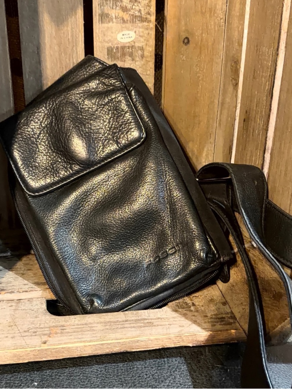 Fossil Black Leather Cross Body Purse